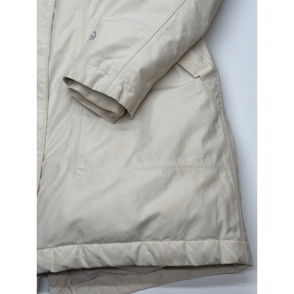 The North Face HyVent Women Parka Jacket Hooded Insulated Cream Beige Longline M - Picture 3 of 16